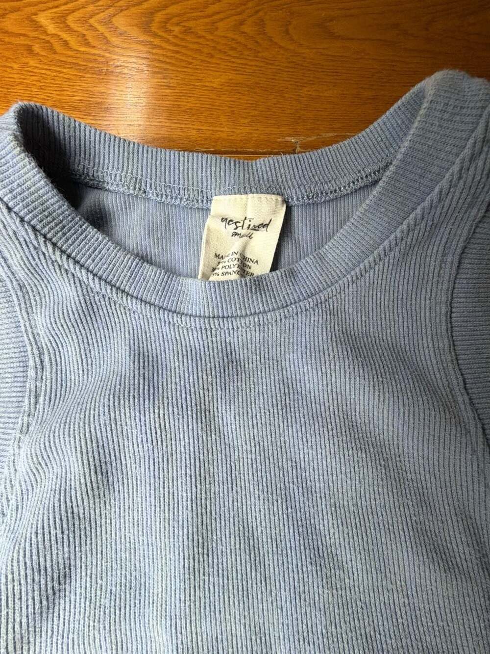 DESTINED Light Blue Ribbed Racerback Crop Tank Top - Picture 2 of 3